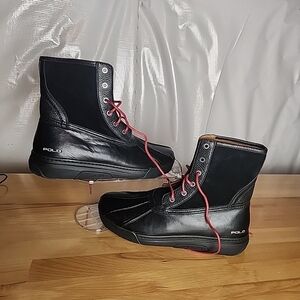Polo Ralph Lauren Declan Rain Duck Boots Mens Sz 12D Black Leather Winter Snow